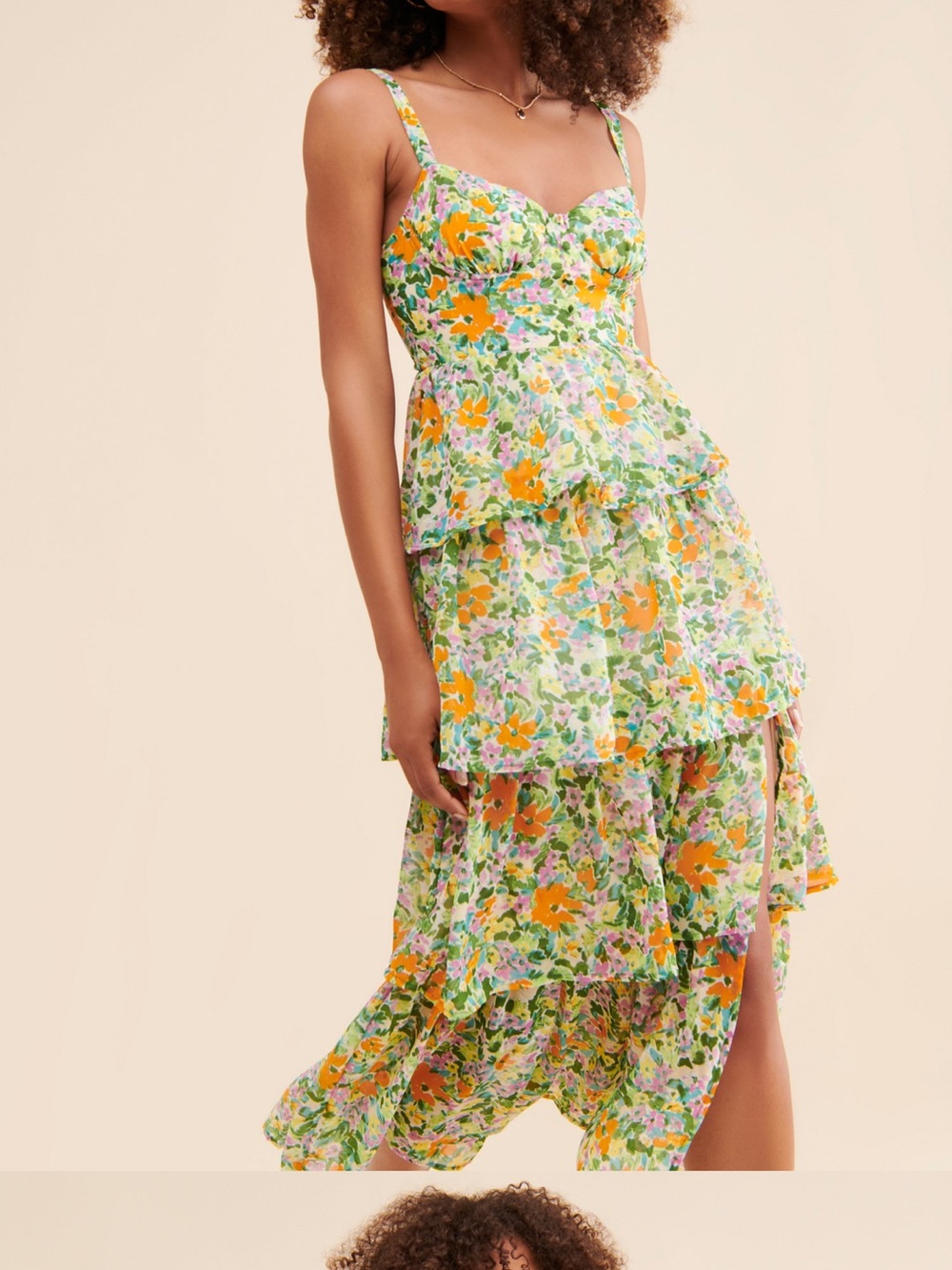 Floral Tiered Midi Dress in Multi-Color Midsummer - Picture 2 of 4